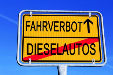 Road sign driving for diesel cars in Germany. Diesel ban symbol clipart