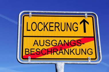 A sign with relaxation of the exit restriction in Germany clipart