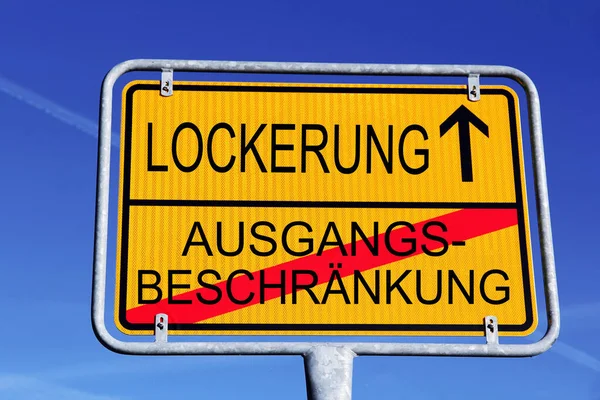 Een Teken Met Versoepeling Van Uitreisbeperking Duitsland — Stockfoto