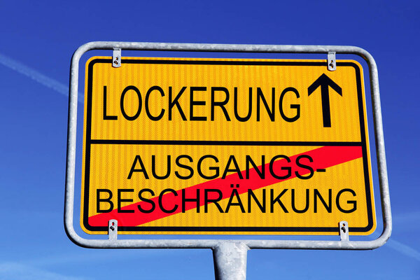 A sign with relaxation of the exit restriction in Germany