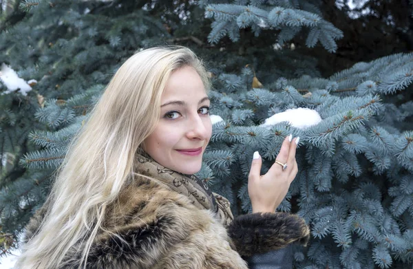 Portrait of a young woman in winter — Stock Photo, Image