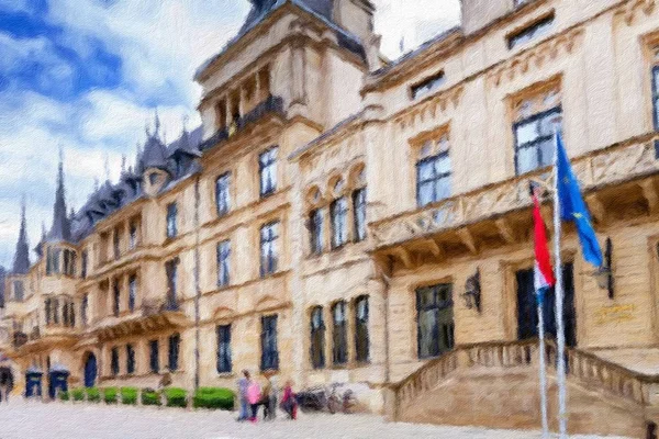 Grand Ducal Palace in Luxembourg City. Oil painting effect. — Stock Photo, Image