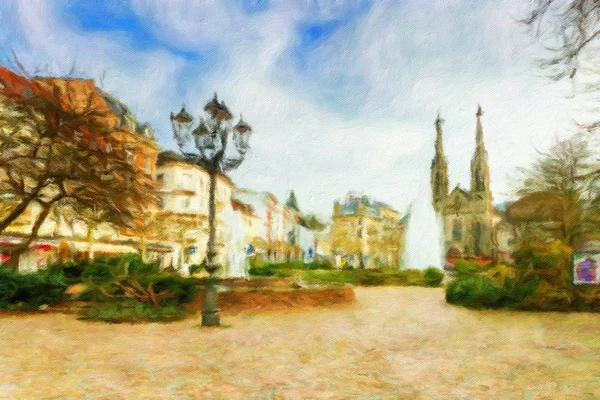 Historiska centrum av Baden-Baden. Tyskland. Oljemålning effekt. — Stockfoto