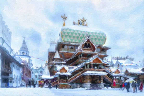 Eglise en bois à l'intérieur du complexe emblématique "Kremlin à Izmailovo" a — Photo