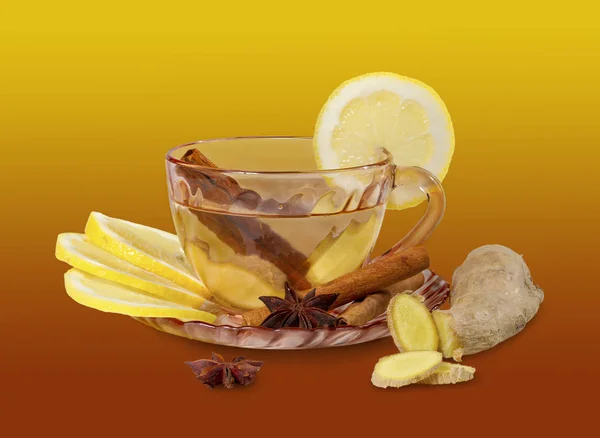 Chá de gengibre com limão — Fotografia de Stock