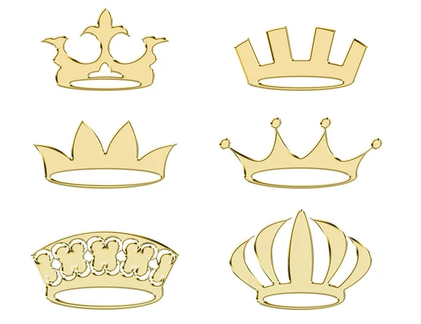 Golden crowns - set of gold crown symbols — Stock Photo, Image