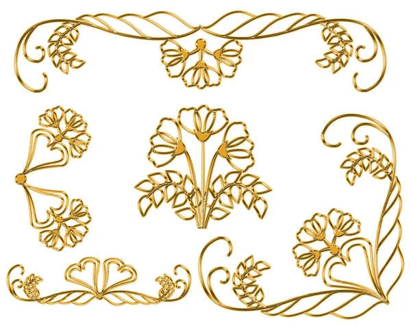 Goldene Schmuckelemente. Gold-Vintage-Muster. — Stockfoto