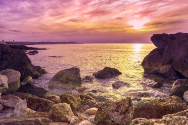 Sunny sunset on the coast of Mallorca clipart