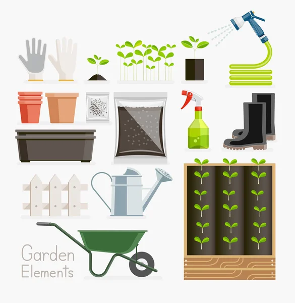 Conceptual of Gardening. Garden tools equipment. — Stock Vector
