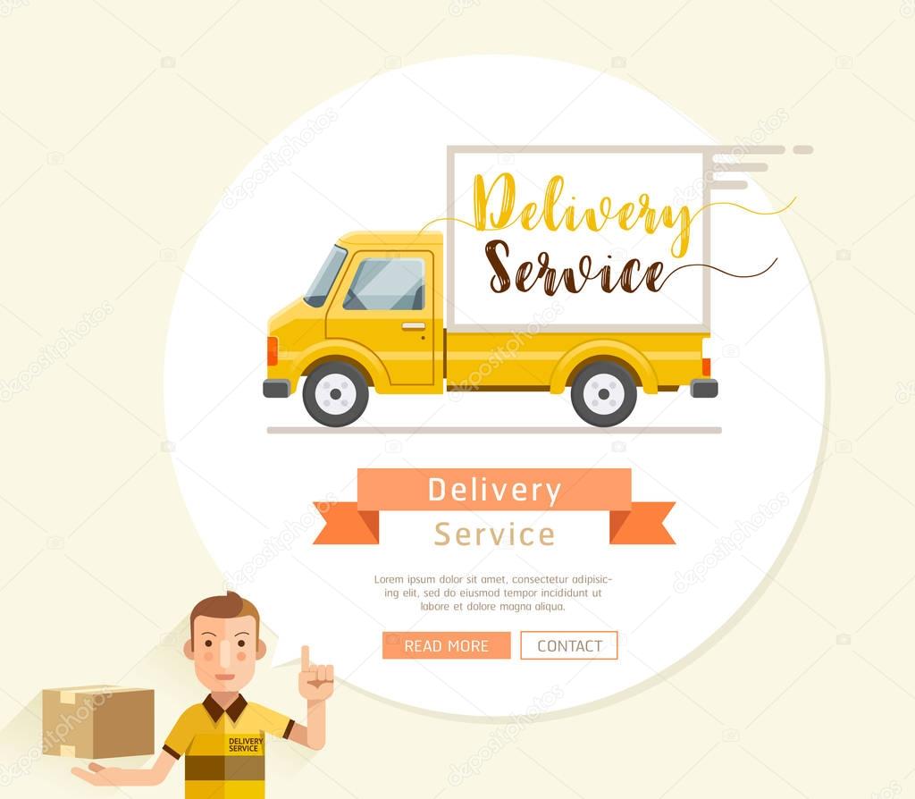 Delivery truck service Flat style. Vector illustrations.