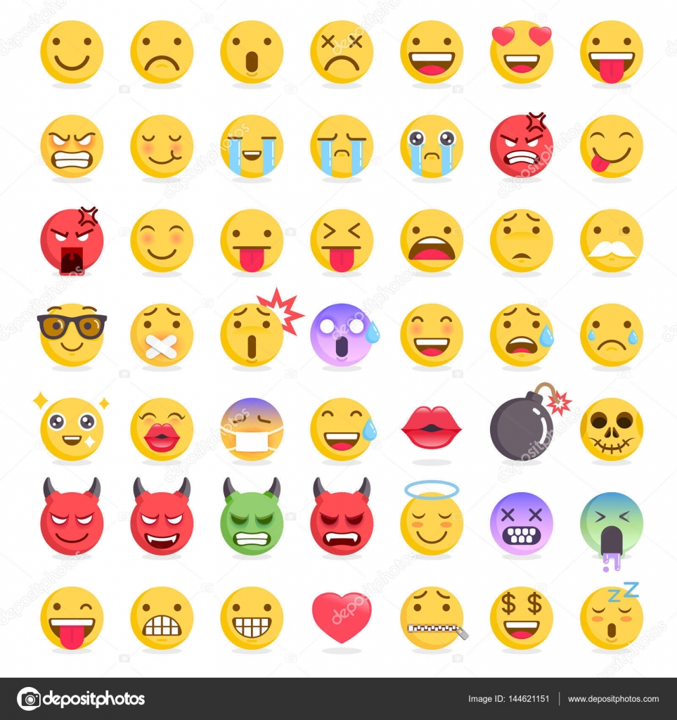 Emoji Emoticons Símbolos ícones Conjunto Ilustrações Vetoriais Imagem Vetorial De