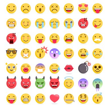 Emoji emoticons symbols icons set. Vector Illustrations clipart