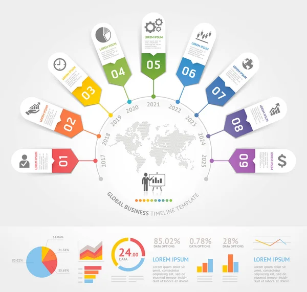 Modèle d'éléments d'infographie d'entreprise. Illustrations vectorielles . — Image vectorielle