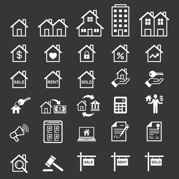 Iconos inmobiliarios. ilustraciones vectoriales . — Vector de stock