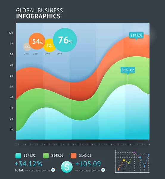 Modelo de linha de infográfico 3D de negócios. Ilustração vetorial . —  Vetores de Stock