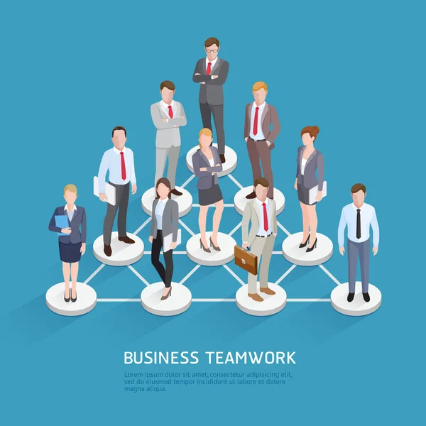 Business Teamwork Concepts. Business People Standing At Dots And — Stock Vector