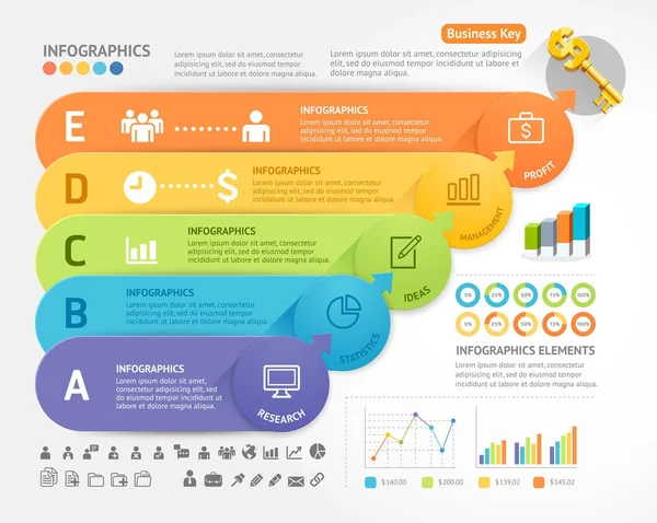 Modello di progettazione infografica aziendale. Illustrazione vettoriale. Può — Vettoriale Stock