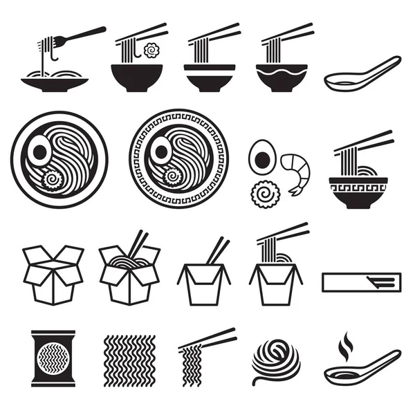 Noodle icons set. Vector illustrations. — Stock Vector