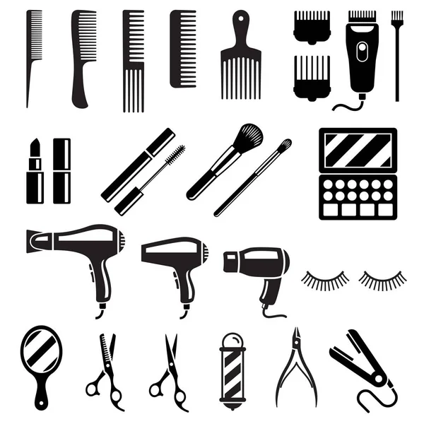 Ensemble d'outils de salon de beauté. Illustrations vectorielles . — Image vectorielle