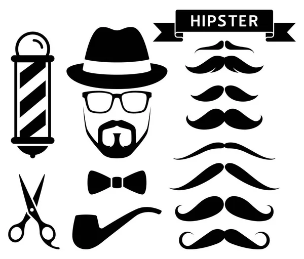 Conjunto de elementos de barbero hipster. ilustraciones vectoriales . — Archivo Imágenes Vectoriales