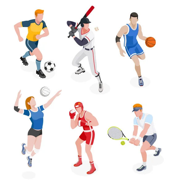Grupp av idrottare. Vektor illustrationer. — Stock vektor
