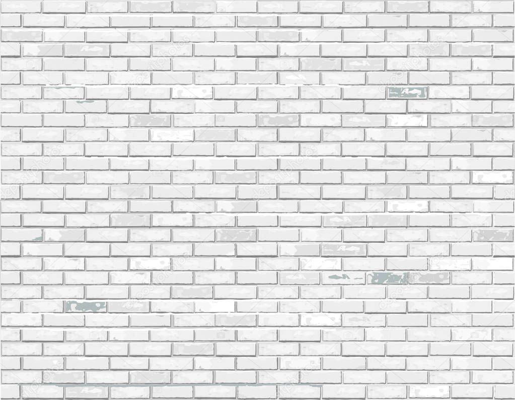 White brick background. Vector illustration.