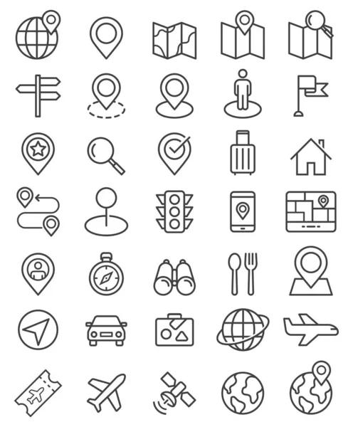 Navigator pointer line icons set. Vector illustrations. — Stock Vector