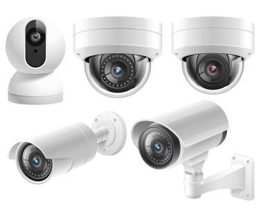 Home security cameras video surveillance systems isolated vector