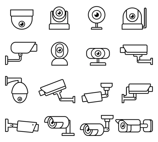 CCTV kamera linje ikoner som. — Stock vektor