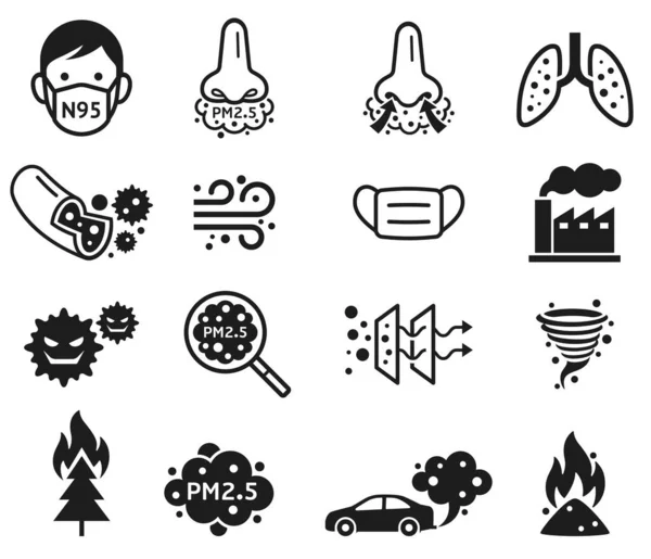 Micro dust pm 2.5 icons. Vector illustrations. — Stock Vector