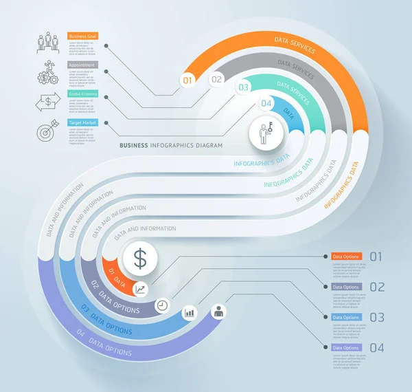 Üzleti Infografika Idővonal Sablon Háttér Vektorillusztrációk — Stock Vector