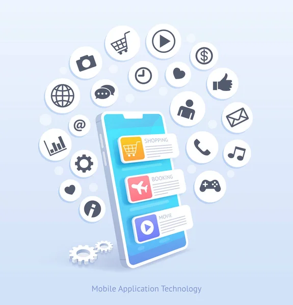 Mobiele Applicatie Technologie Vector Illustraties — Stockvector