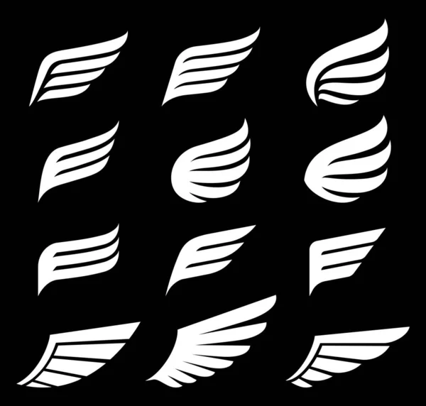 Flügel Symbole Logo Vektor Illustrationen — Stockvektor