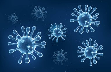 Coronavirus (2019-nCoV) Covid 19 virüs çokgen ağ biçimli vektör resimleme arkaplanı.