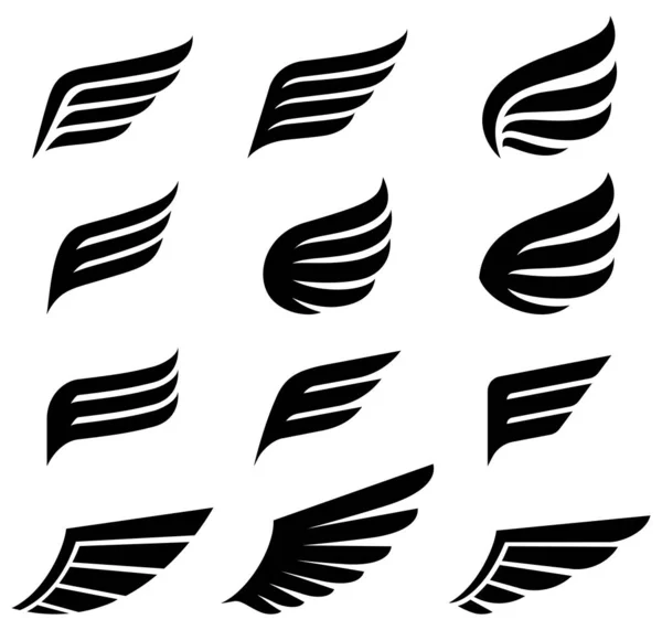 Flügel Symbole Logo Vektor Illustrationen — Stockvektor