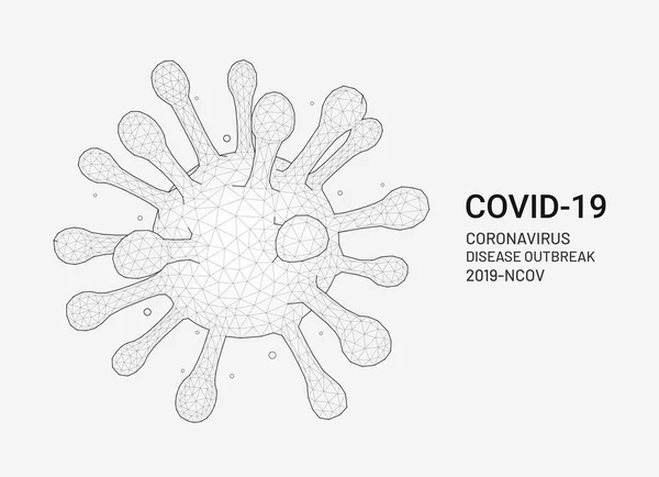 Coronavirus 2019 Ncov Covid Virus Polygon Mesh Linear Outline Style — Stock Vector
