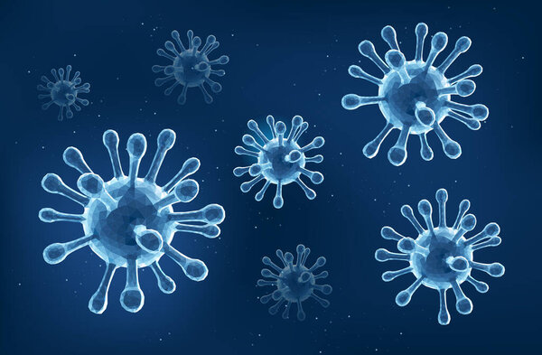 Coronavirus (2019-nCoV) Covid 19 virus polygon mesh style vector illustration background.