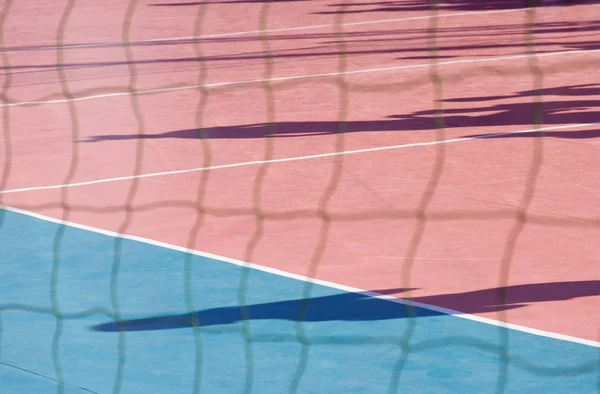 Sports court with defocused net — Stock Photo, Image