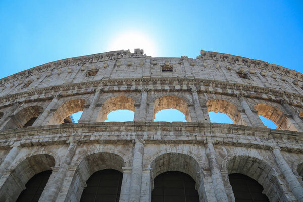 Antique famous Colosseum ruins in Rome, Italy