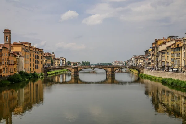 Ponte Vecchio Com Rio Arno Pôr Sol Florença Itália — Fotografia de Stock