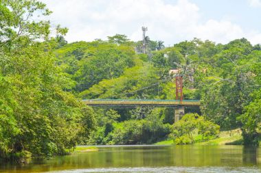 İkonik Hawksworth asma köprü Macal Nehri Belize