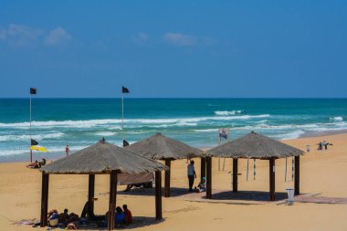 Ashkelon 'da Aşkelon Plajı, Israil. 7-07-17. Akdeniz 'e bakan.
