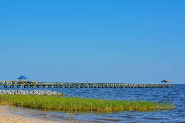 Pontile Pesca Sulla Costa Del Golfo Del Mississippi Biloxi Golfo — Foto Stock