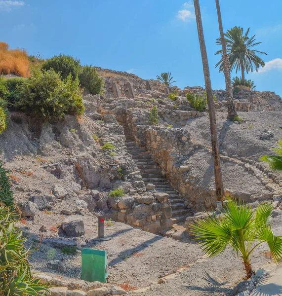 Antico Serbatoio Piscina Intonacata Nella Città Megiddo Parco Nazionale Tel — Foto Stock