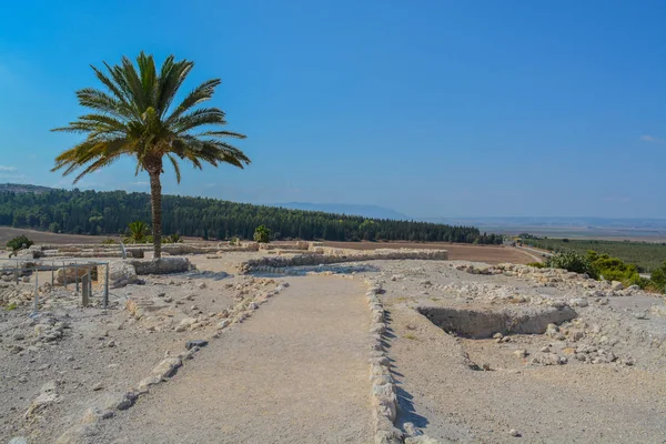 Resti Archeologici Nel Parco Nazionale Tel Megiddo Patrimonio Dell Umanità — Foto Stock