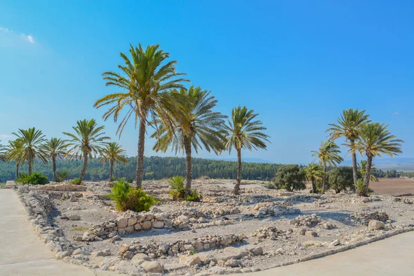Tel Megiddo Ulusal Parkı Dünya Mirası Bölgesi Nde Arkeolojik Kalıntılar — Stok fotoğraf
