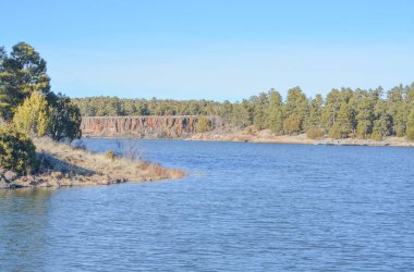 Peaceful view of Fool Hollow Lake in Show Low, Navajo County, Apache Sitgreaves National Forest, Arizona USA