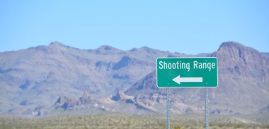 Shooting Range Sign along U.S. Route 66 in Mohave County, Arizona USA clipart