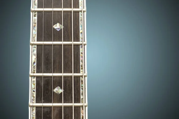 A gitár húrok makró közelről és fret board — Stock Fotó