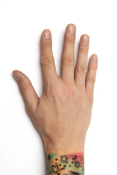 Las manos muestran el número cinco aislado sobre fondo blanco — Foto de Stock